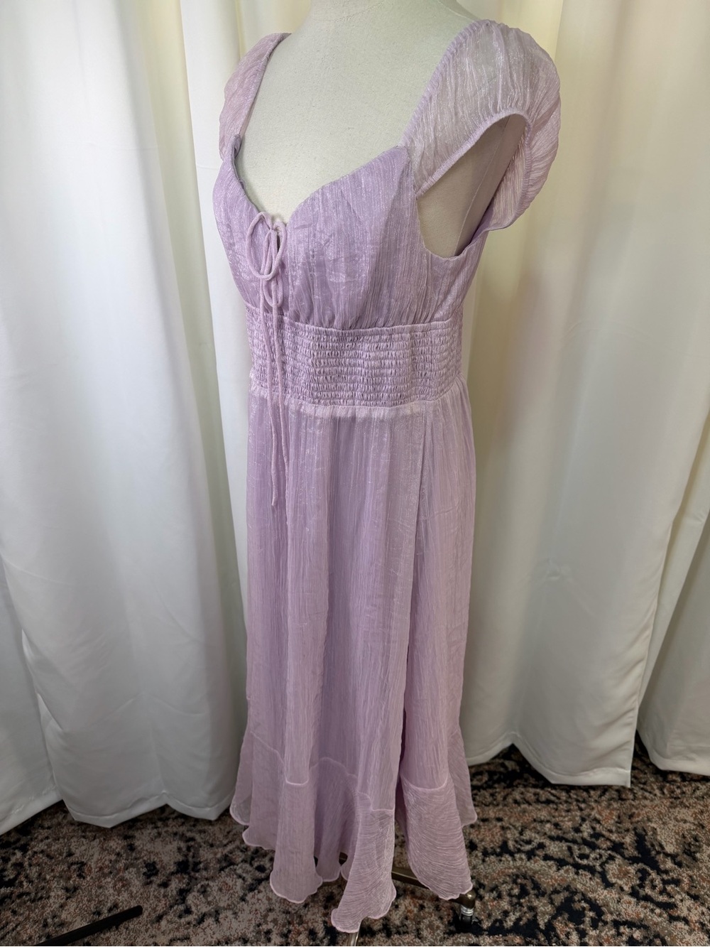 Hutch ‘Cap Sleeve Shimmer Maxi Dress’ in “Lilac Purple” Size Large - Picture 9 of 16
